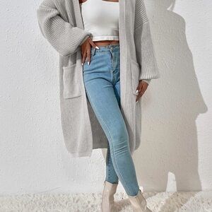 Women's Gray Cardigan Sweater